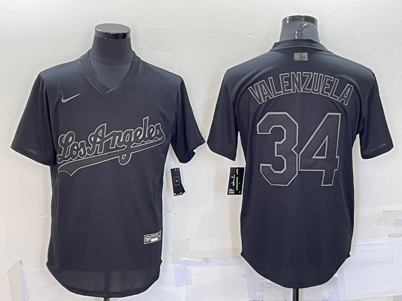 Men's Los Angeles Dodgers Fernando Valenzuela #34 Black Alternate Game Jersey1 baseball jersey product view 1