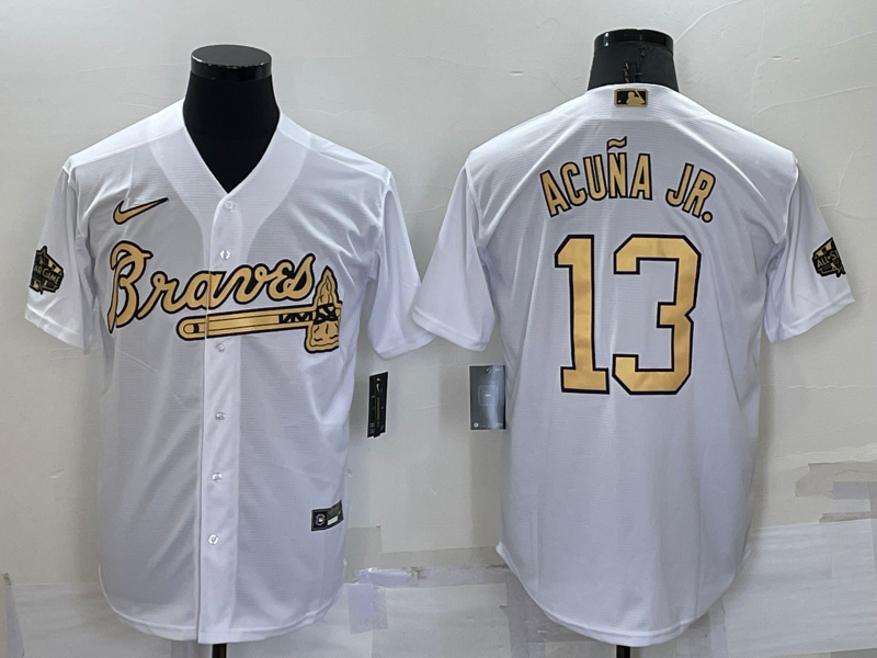 Men's Atlanta Braves Ronald Acuna Jr. #13 White Stitched Jersey1 baseball jersey product view 1
