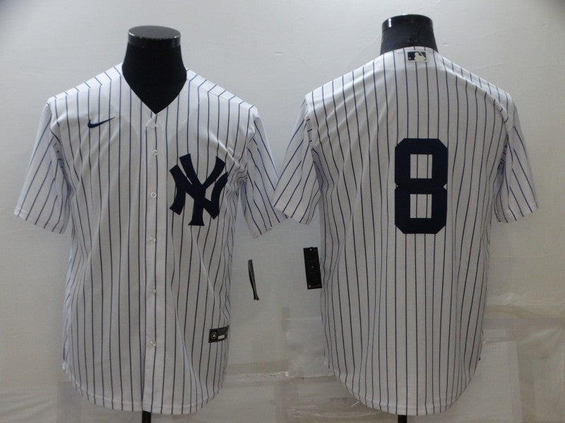 Men's New York Yankees Yogi Berra #8 White Replica Player Name Jersey1 baseball jersey product view 1