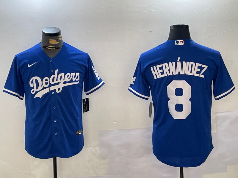 Men's Los Angeles Dodgers Enrique Hernandez #8 Blue Replica Game Jersey1 baseball jersey product view 1