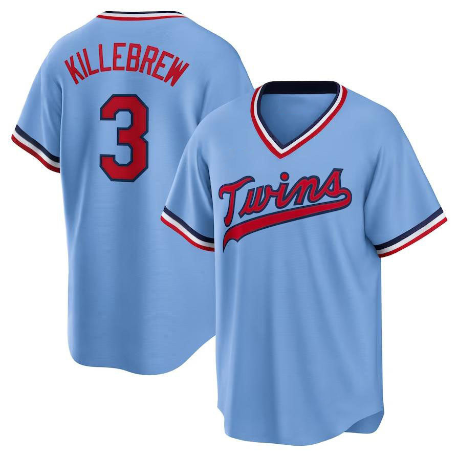 Minnesota Twins #3 Harmon Killebrew Light Blue Road Cooperstown Collection Player Jersey baseball jersey product view 1