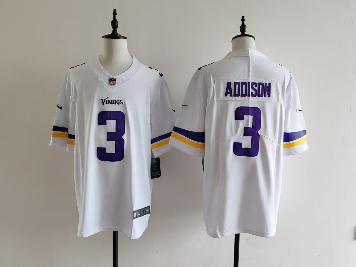 Men's Minnesota Vikings Jordan Addison Nike Jersey - White#3 football jersey product view 1