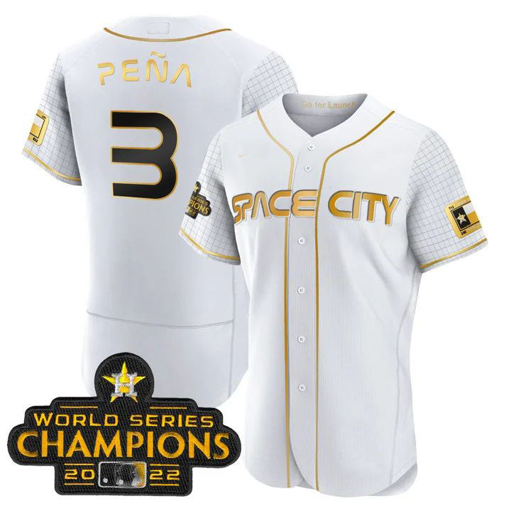 #3 Jeremy Pena Houston Astros White 2023 SPACE CITY CHAMPIONS FLEX JERSEY ¨C ALL STITCHED Baseball Jerseys baseball jersey product view 1