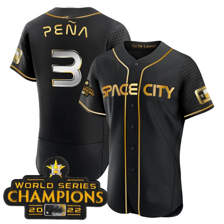 #3 Jeremy Pena Houston Astros black 2023 SPACE CITY CHAMPIONS FLEX JERSEY ¨C ALL STITCHED Baseball Jerseys baseball jersey product view 1