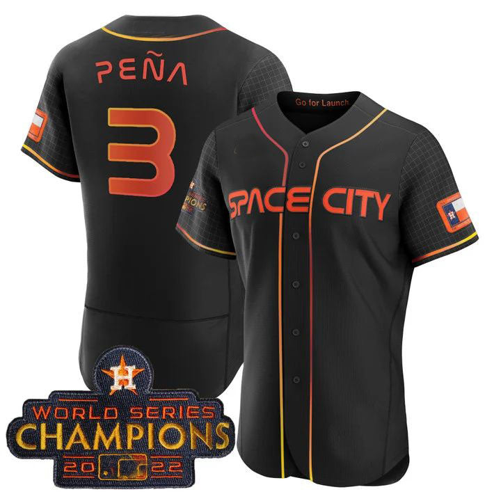 #3 Jeremy Pena Houston Astros 2023 SPACE CITY CHAMPIONS FLEX JERSEY ¨C black ALL STITCHED Baseball Jerseys baseball jersey product view 1