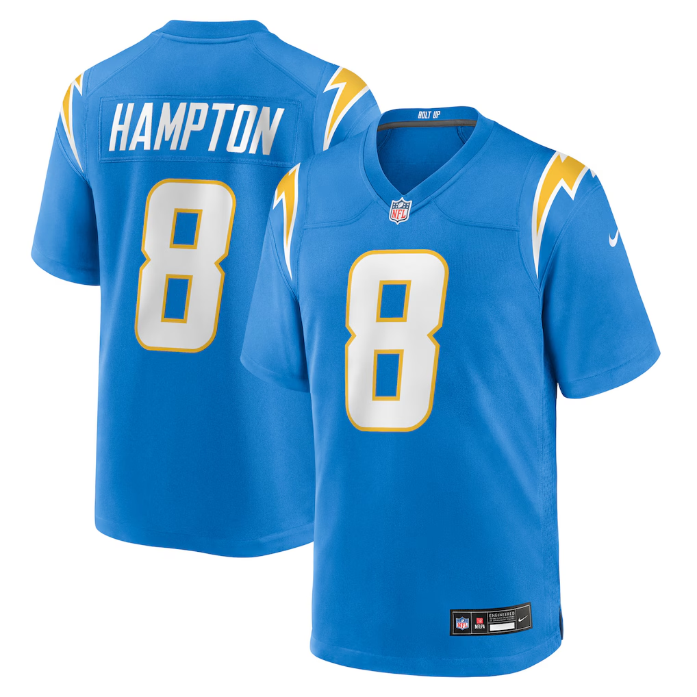 Men's Los Angeles Chargers Omarion Hampton Nike Powder Blue 2025 NFL Draft First Round Pick Game Jersey football jersey product view 1