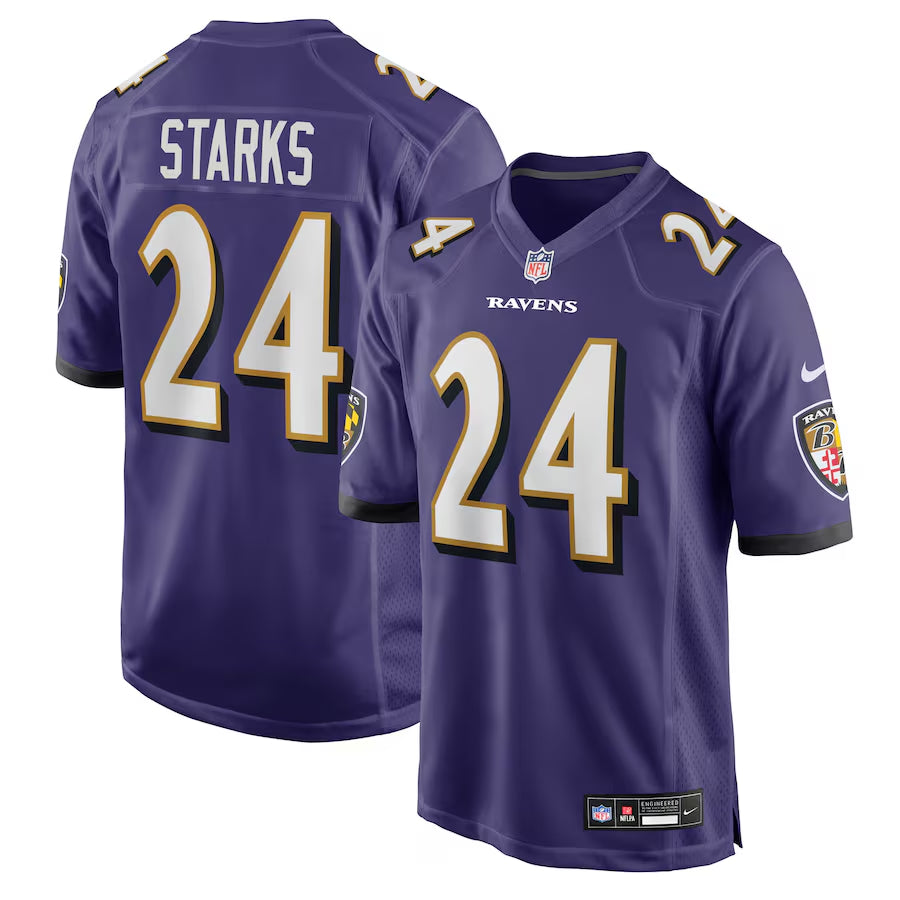 Men's Baltimore Ravens Malaki Starks Nike Purple 2025 NFL Draft First Round Pick Game Jersey football jersey product view 1