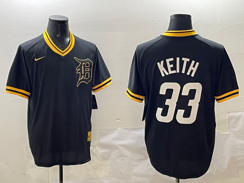 Men's Detroit Tigers Colt Keith #33 Black Replica Player Jersey baseball jersey product view 1