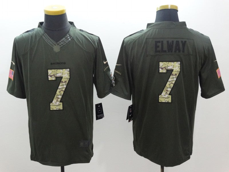 Men's Denver Broncos John Elway #7 Army Green Game Jersey1 football jersey product view 1