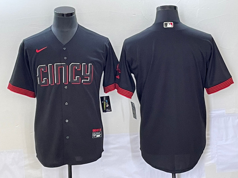 Men's Cincinnati Reds Black 2023 City Connect Replica Blank Jersey1 baseball jersey product view 1