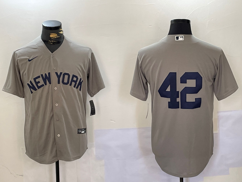 Men's New York Yankees #42 Gray Road 2024 Jackie Robinson Day Elite Jersey1 baseball jersey product view 1