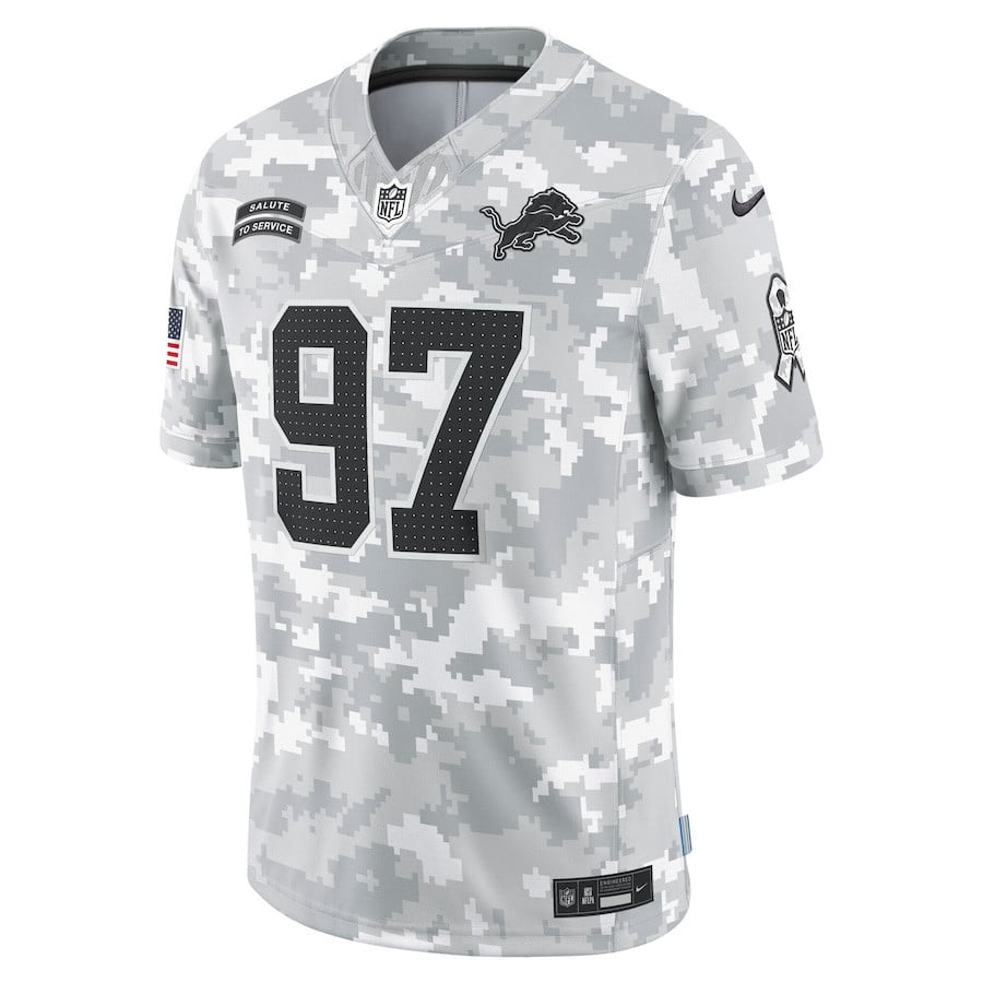 Aidan Hutchinson #97 Detroit Lions Arctic Camo Salute to Service Limited Jersey - National Football League 2024 football jersey product view 2