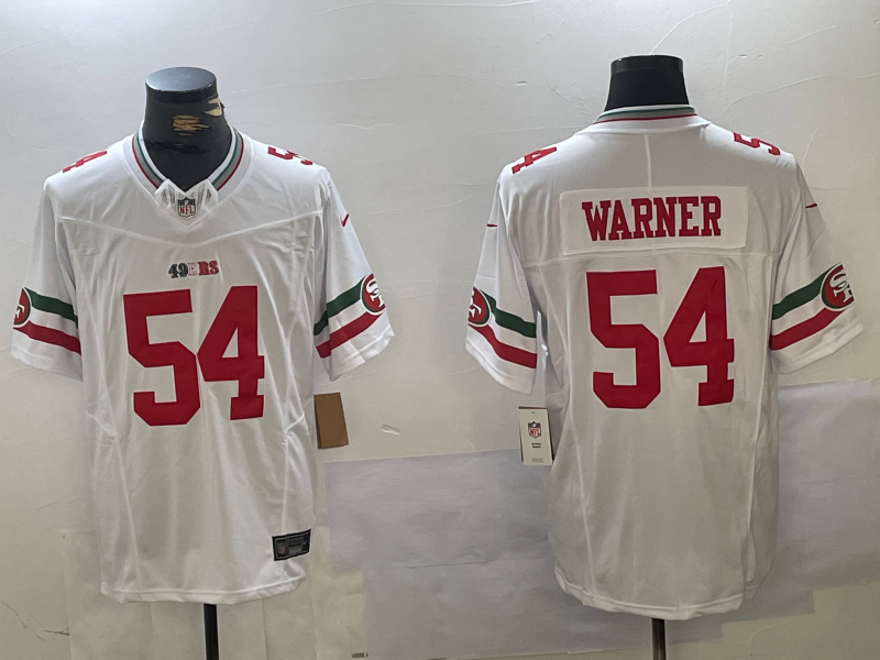 Men's San Francisco 49ers Fred Warner #54 White Vapor F.U.S.E. Limited Jersey1 football jersey product view 1