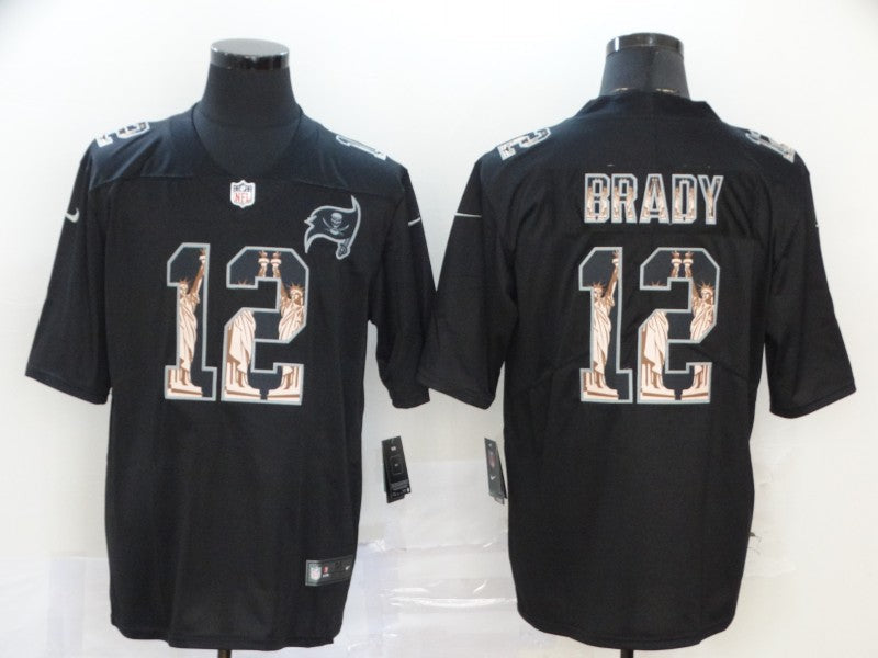 Men's Tampa Bay Buccaneers #12 Tom Brady Black Authentic Player Game Jersey1 football jersey product view 1