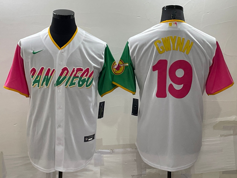 Men's San Diego Padres Tony Gwynn #19 White Player Stitched Jersey baseball jersey product view 1
