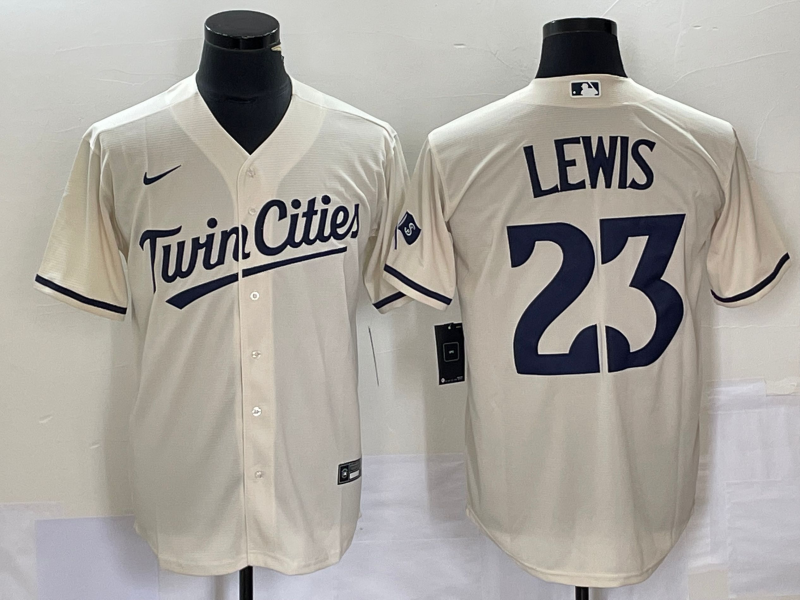 Men's Minnesota Twins Royce Lewis #23 Beige Alternate Replica Player Jersey baseball jersey product view 1