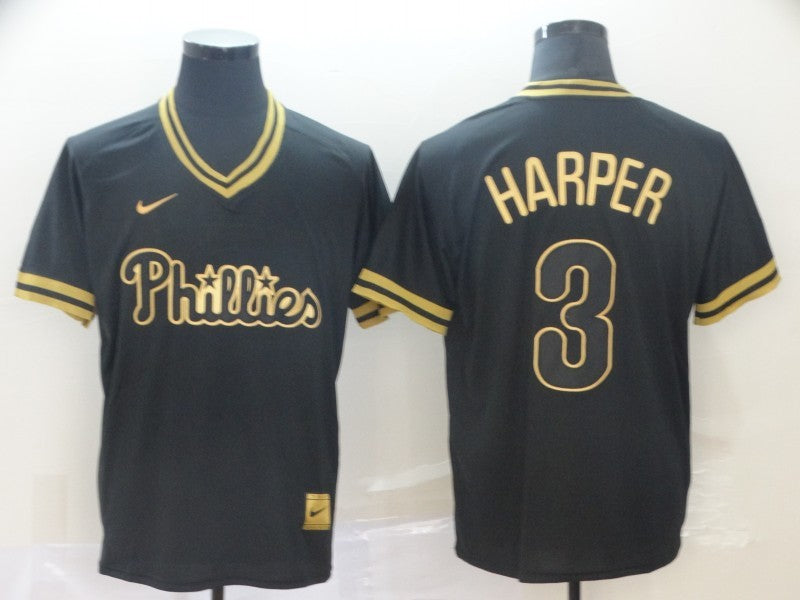 Men's Philadelphia Phillies Bryce Harper #3 Black Stitched Jersey1 baseball jersey product view 1