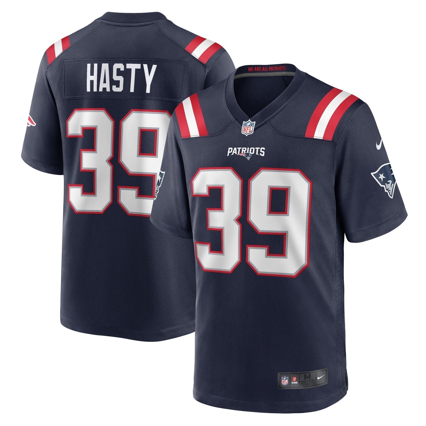 Jamycal Hasty New England Patriots Nike Team Game Jersey - Navy football jersey product view 1