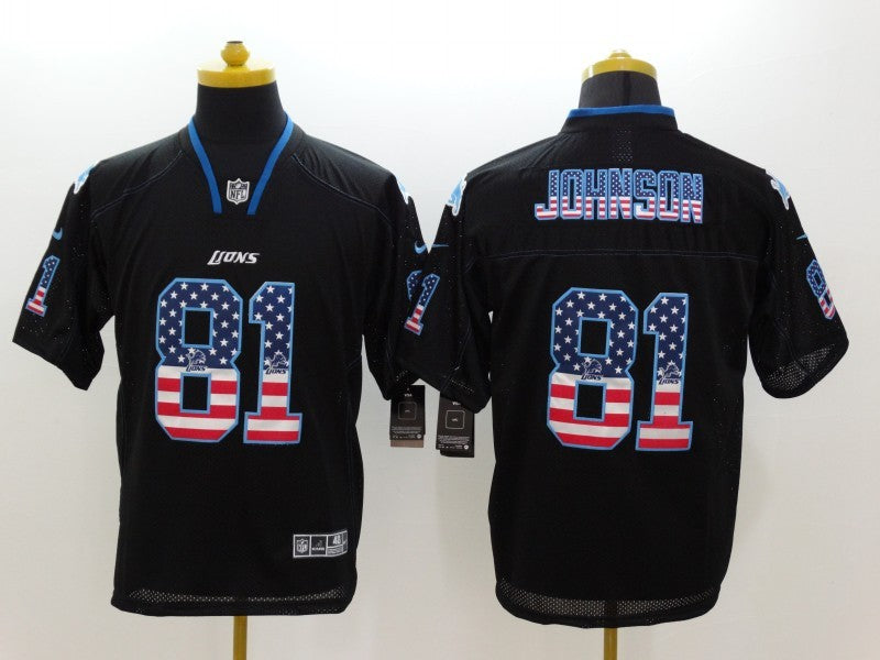 Men's Detroit Lions Calvin Johnson #81 Black Game Player Jersey1 football jersey product view 1