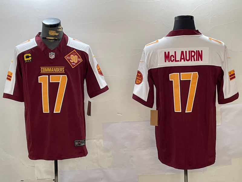Men's Washington Commanders Terry McLaurin #17 Burgundy Player Game Jersey1 football jersey product view 1