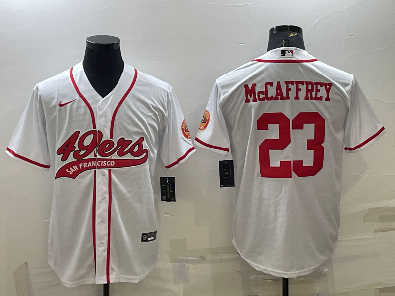 Men's San Francisco 49ers Christian McCaffrey #23 White Game Jersey1 Joint Edition football jersey product view 1