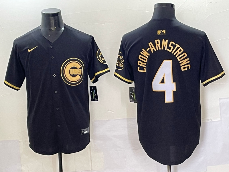 Men's Chicago Cubs Pete Crow-Armstrong #4 Black Alternate Limited Player Jersey baseball jersey product view 1