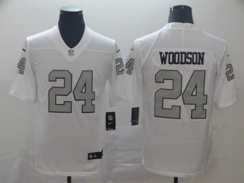 Men's Las Vegas Raiders Charles Woodson #24 White Game Jersey1 football jersey product view 1