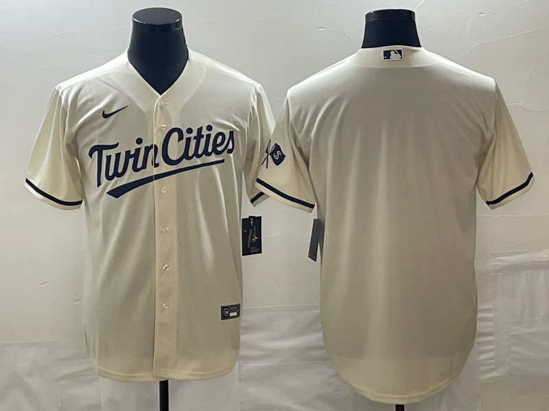 Men's Minnesota Twins Beige Alternate Replica Team Blank Jersey1 baseball jersey product view 1