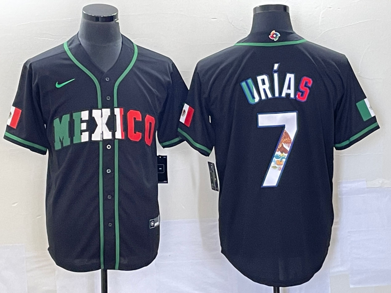 Men's 2023 World Baseball Classic #7 Julio Urias Mexico Black Player Jersey1 baseball jersey product view 1