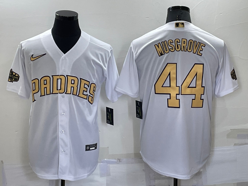 Men's San Diego Padres Joe Musgrove #44 White Replica Player Jersey1 baseball jersey product view 1