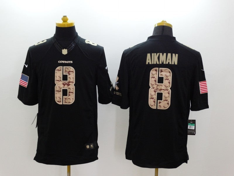 Men's Dallas Cowboys Troy Aikman #8 Black Game Player Jersey1 football jersey product view 1