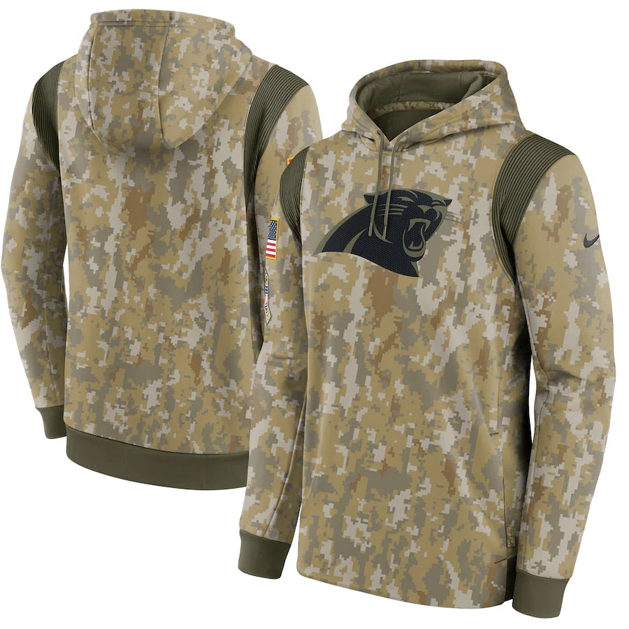 Men's Carolina Panthers NFL 2021 Salute to Service Hoodie1 Camouflage football jersey product view 1