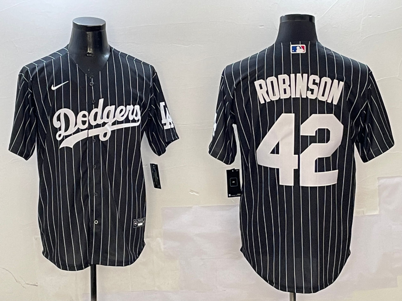 Men's Los Angeles Dodgers Jackie Robinson #42 Black Alternate Limited Player Jersey1 baseball jersey product view 1