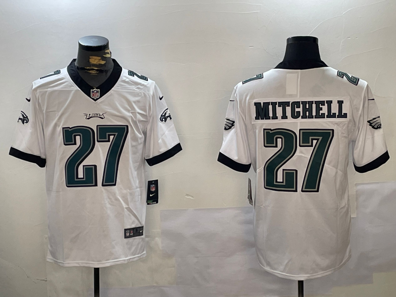 Men's Philadelphia Eagles Quinyon Mitchell #27 White Game Jersey1 football jersey product view 1