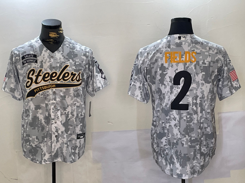 Men's Pittsburgh Steelers Justin Fields #2 Arctic Camo Salute to Service Limited Jersey1 football jersey product view 1