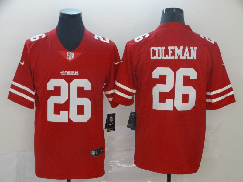 Men's San Francisco 49ers Tevin Coleman #26 Red Game Jersey1 football jersey product view 1