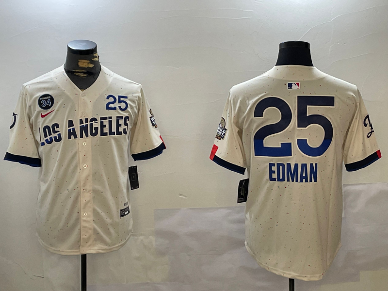 Men's Los Angeles Dodgers Tommy Edman #25 Cream 2024 City Connect Limited Player Jersey1 baseball jersey product view 1