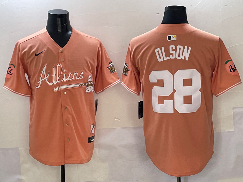 Men's Atlanta Braves Matt Olson #28 Pink 2025 City Connect Limited Player Jersey baseball jersey product view 1