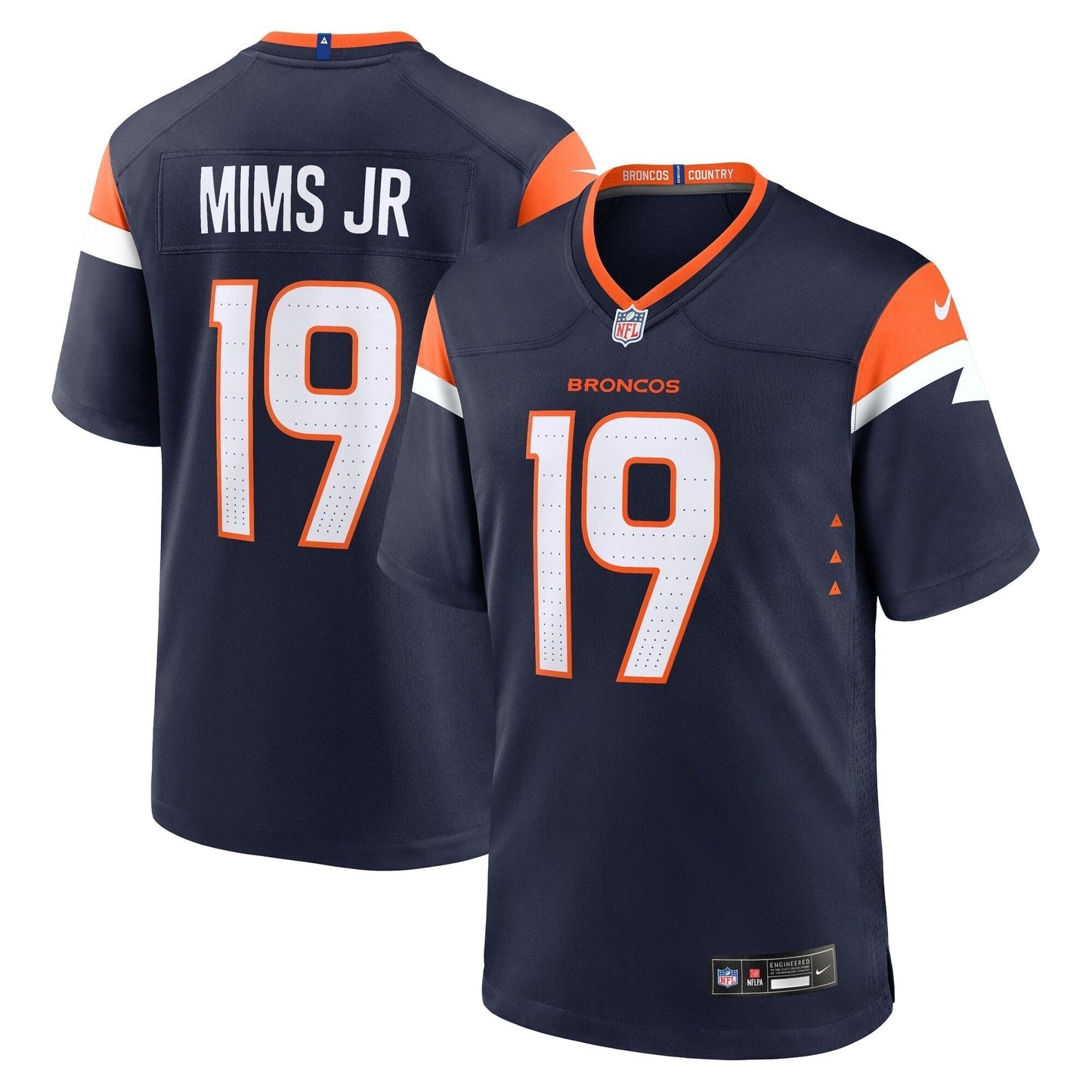 Marvin Mims Jr Denver Broncos Nike Alternate Game Jersey - Navy football jersey product view 1
