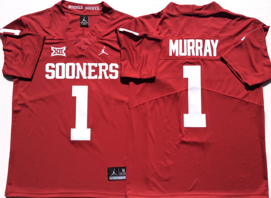 Men's Oklahoma Sooners Kyler Murray #1 Crimson Player Game Jersey sports jersey product view 1