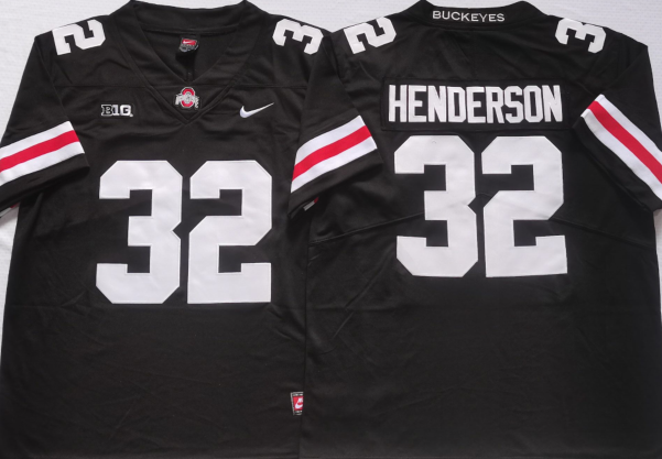 Men's Ohio State Buckeyes Treveyon Henderson #32 Black Player Jersey sports jersey product view 1