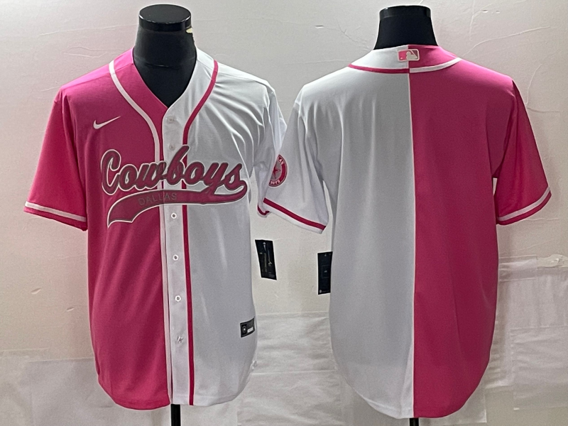 Men's Dallas Cowboys Pink/White Blank Jersey1 football jersey product view 1