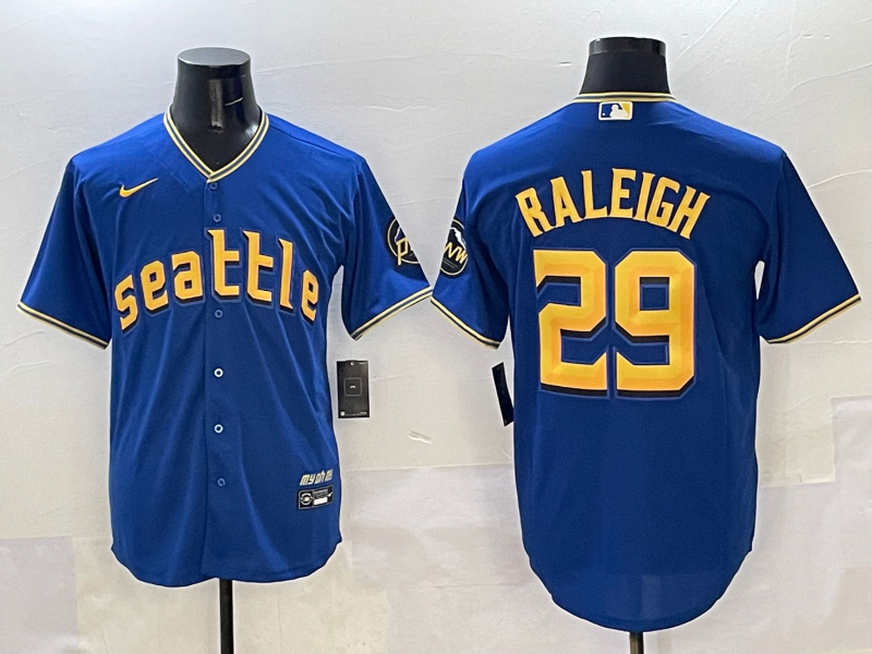 Men's Seattle Mariners Cal Raleigh #29 Blue City Connect Limited Player Jersey baseball jersey product view 1