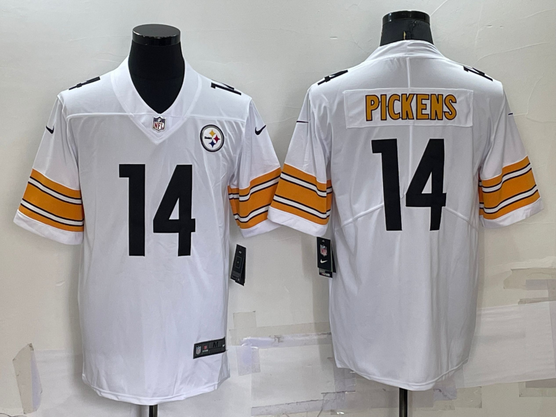 Men's Pittsburgh Steelers George Pickens #14 White Game Jersey1 football jersey product view 1