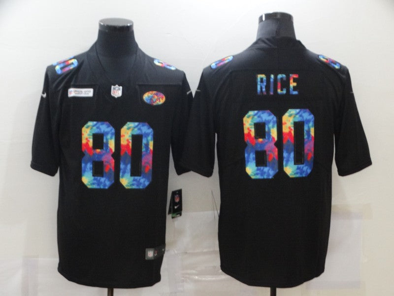 Men's San Francisco 49ers Jerry Rice #80 Black Player Game Jersey1 football jersey product view 1