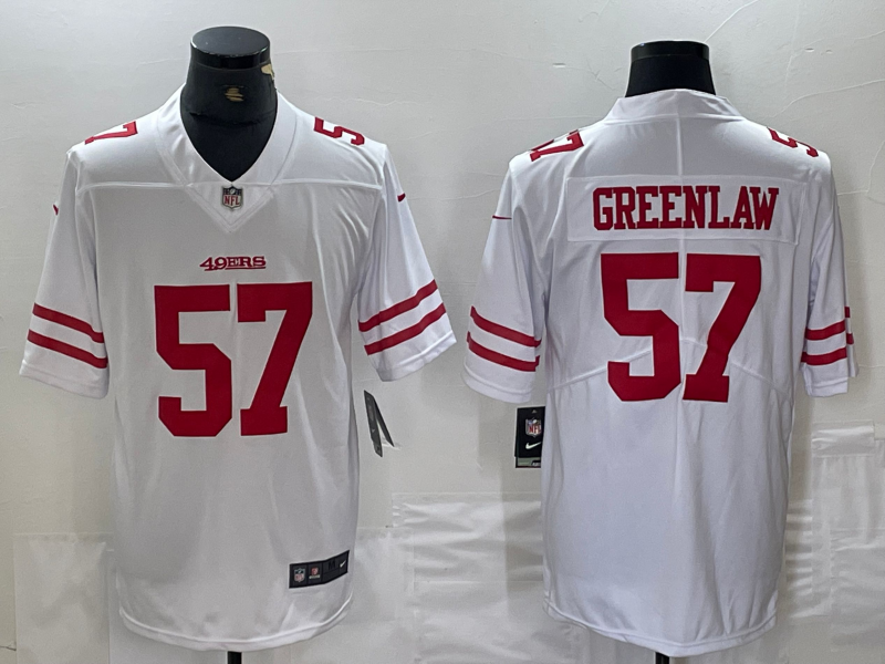 Men's San Francisco 49ers Dre Greenlaw #57 White Game Player Jersey1 football jersey product view 1