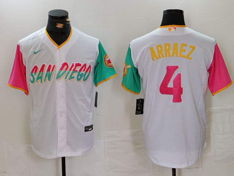 Men's San Diego Padres Luis Arraez #4 White City Connect Limited Player Jersey1 baseball jersey product view 1