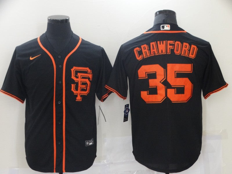 Men's San Francisco Giants Brandon Crawford #35 Black Stitched Jersey1 baseball jersey product view 1