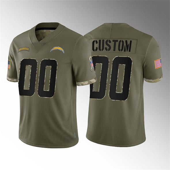Custom1 Los Angeles Chargers ACTIVE PLAYER 2022 Olive Salute To Service Limited Stitched American Football Jerseys football jersey product view 1