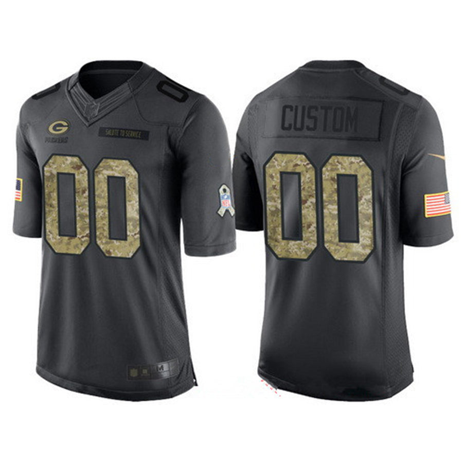 Custom1 Green Bay Packers Anthracite Camo 2016 Salute To Service Veterans Day Limited Jersey1 Stitched American Football Jerseys football jersey product view 1